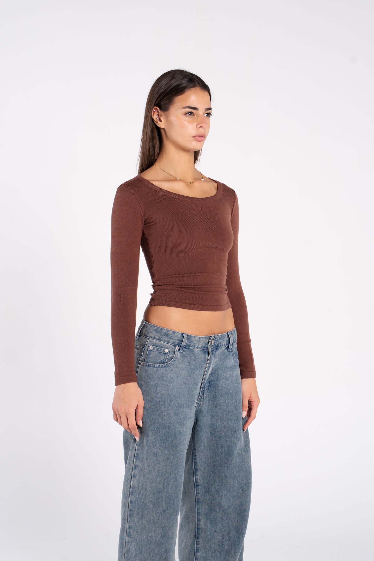 KNIT WIDE NECK LONG SLEEVE