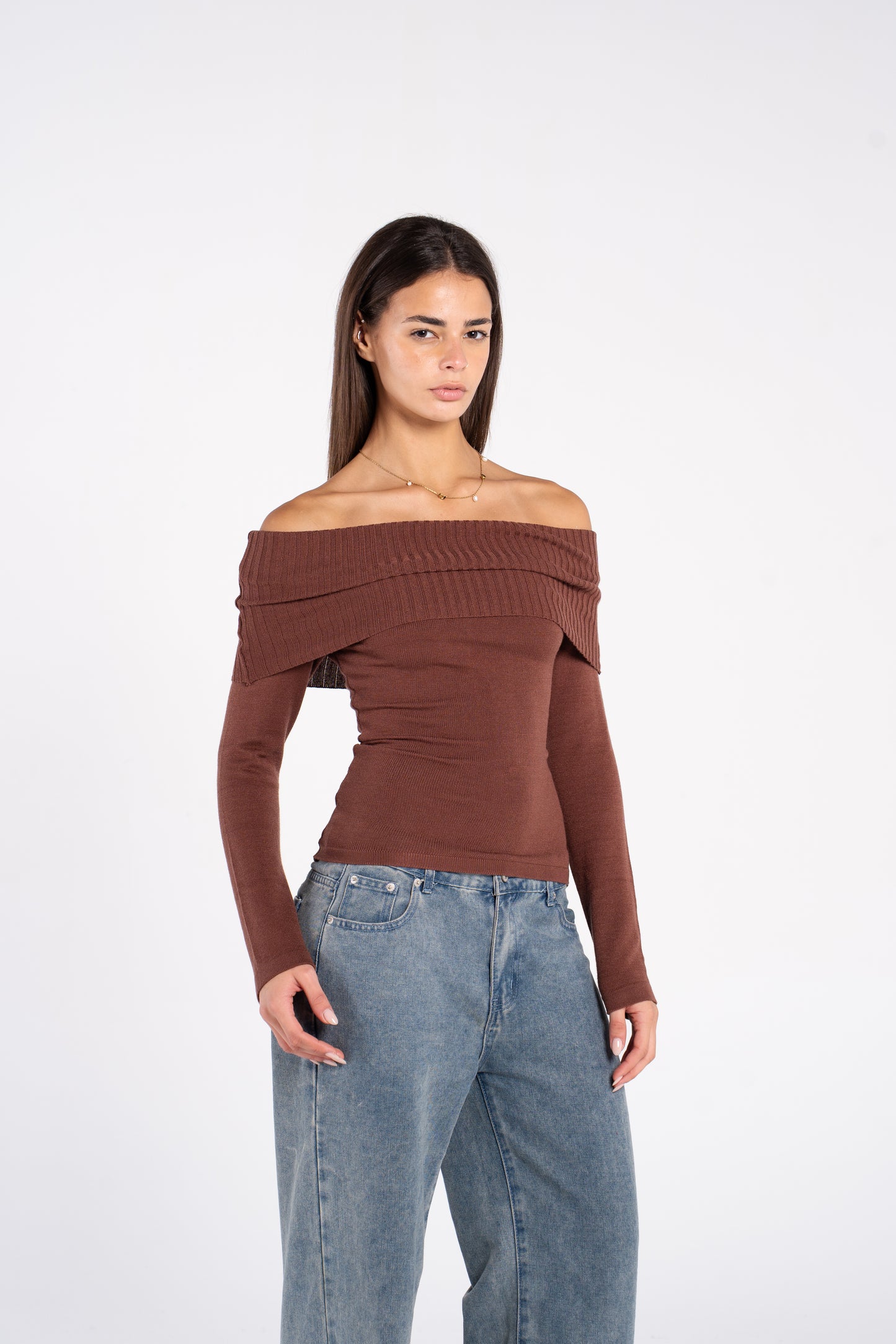 KNIT OFF SHOULDER LONG SLEEVE