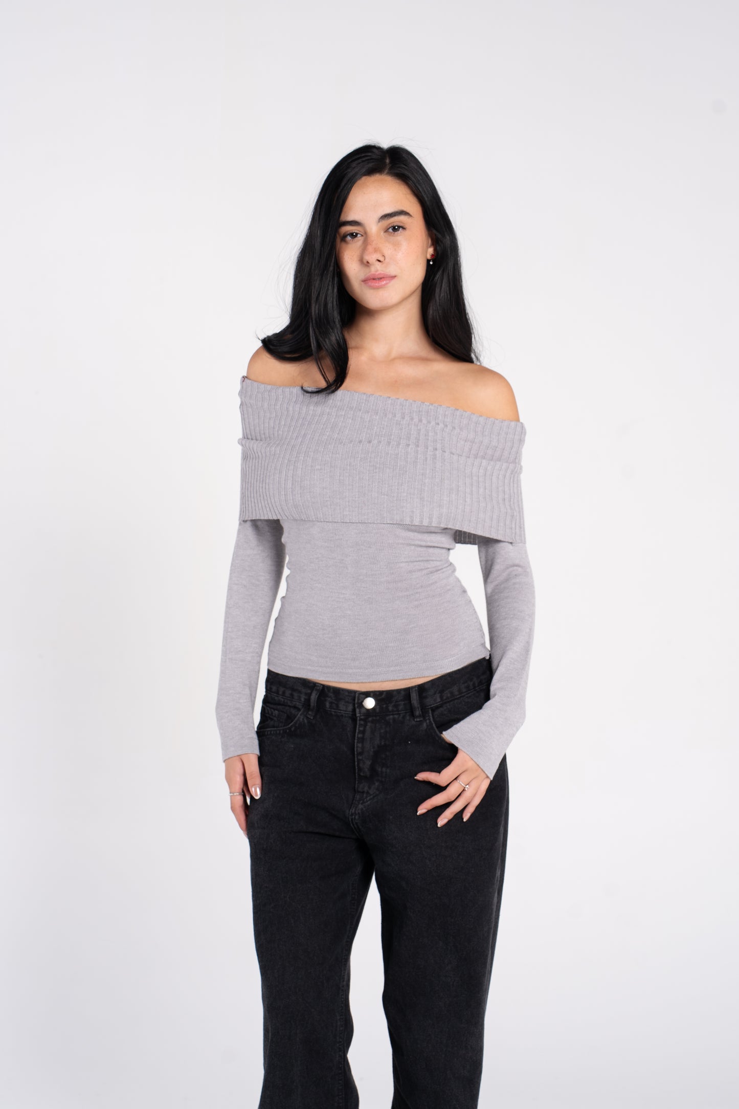 KNIT OFF SHOULDER LONG SLEEVE