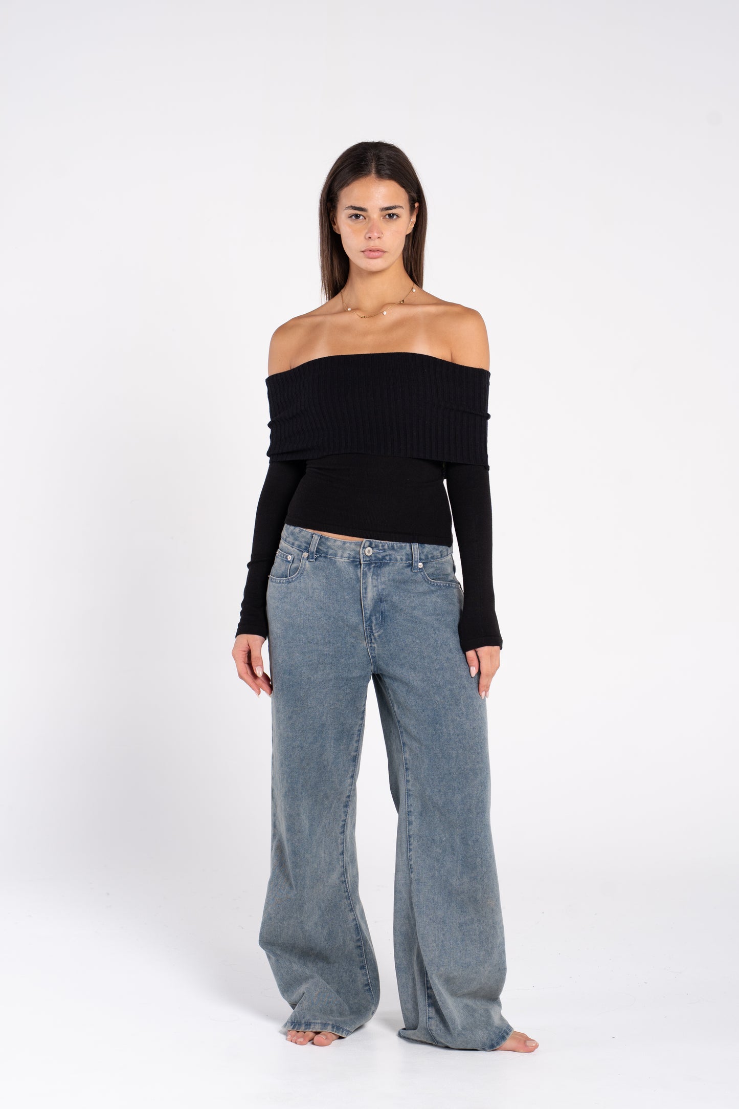KNIT OFF SHOULDER LONG SLEEVE