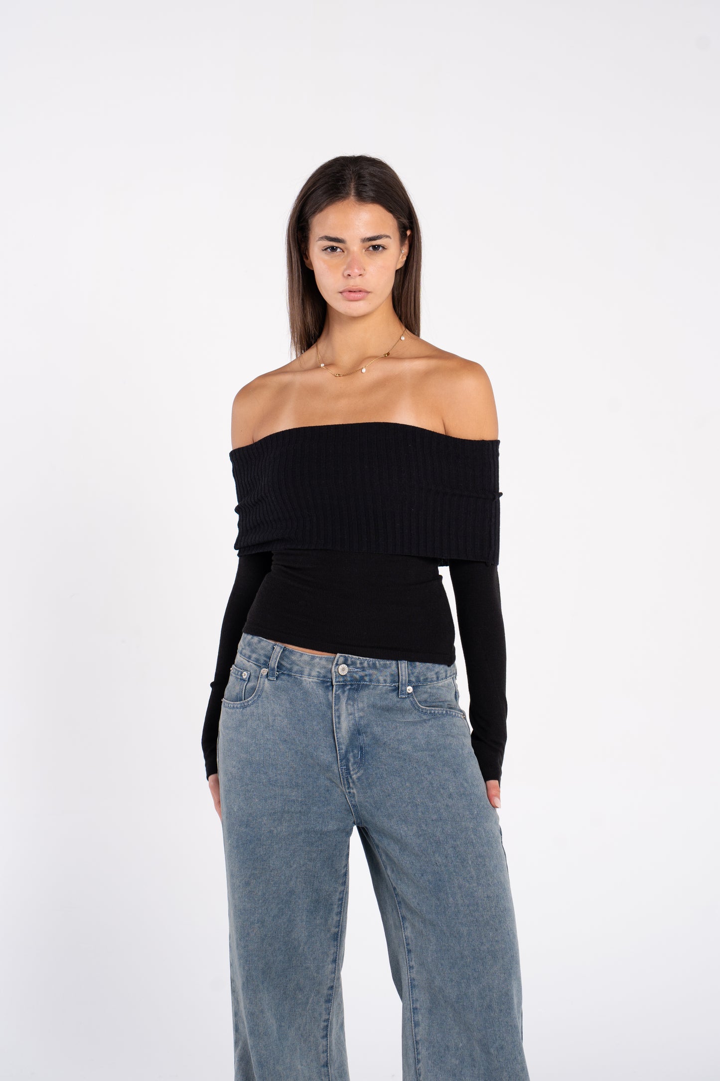KNIT OFF SHOULDER LONG SLEEVE