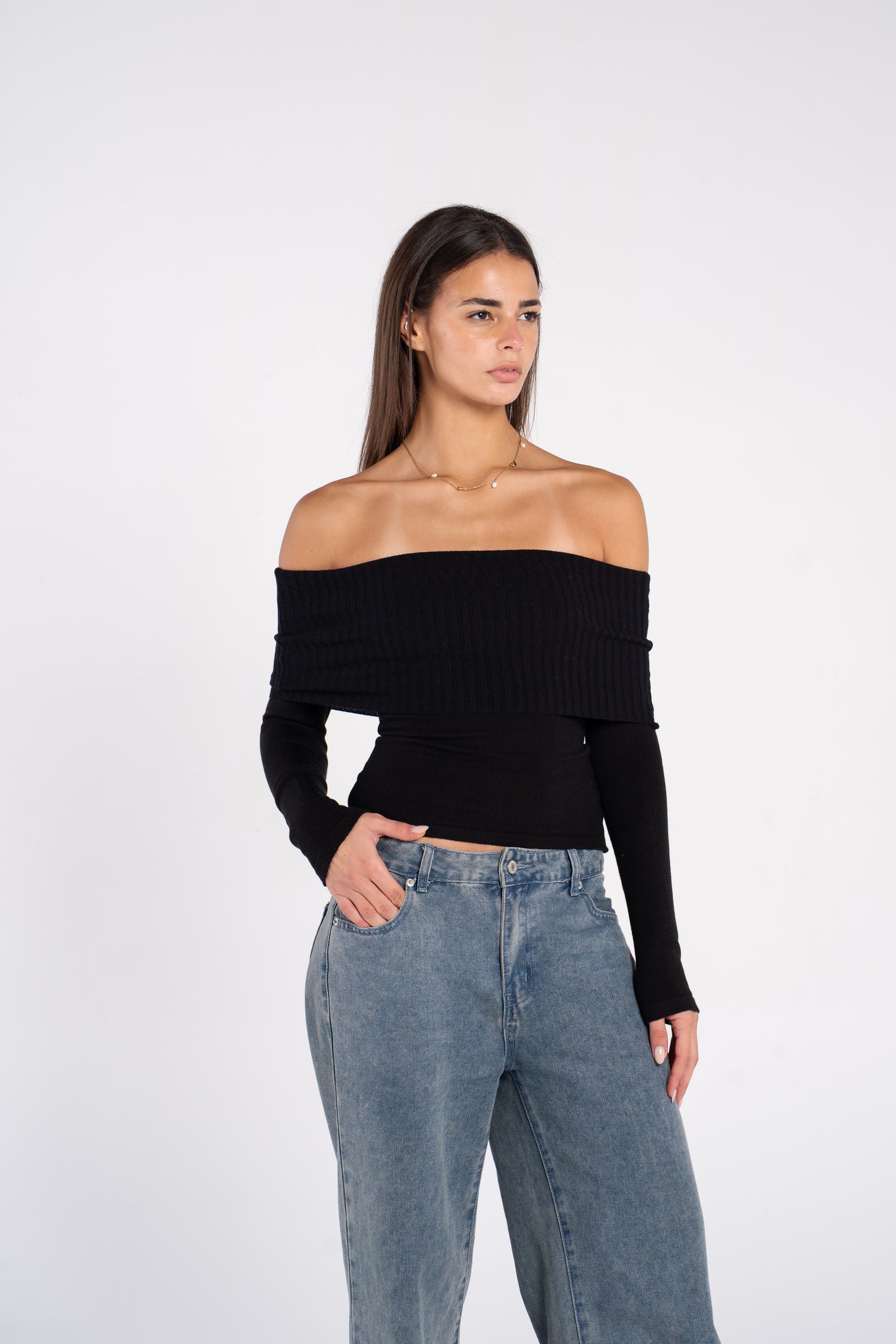 KNIT OFF SHOULDER LONG SLEEVE