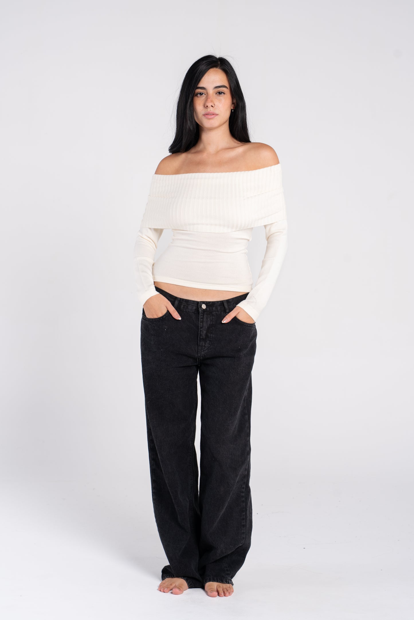 KNIT OFF SHOULDER LONG SLEEVE