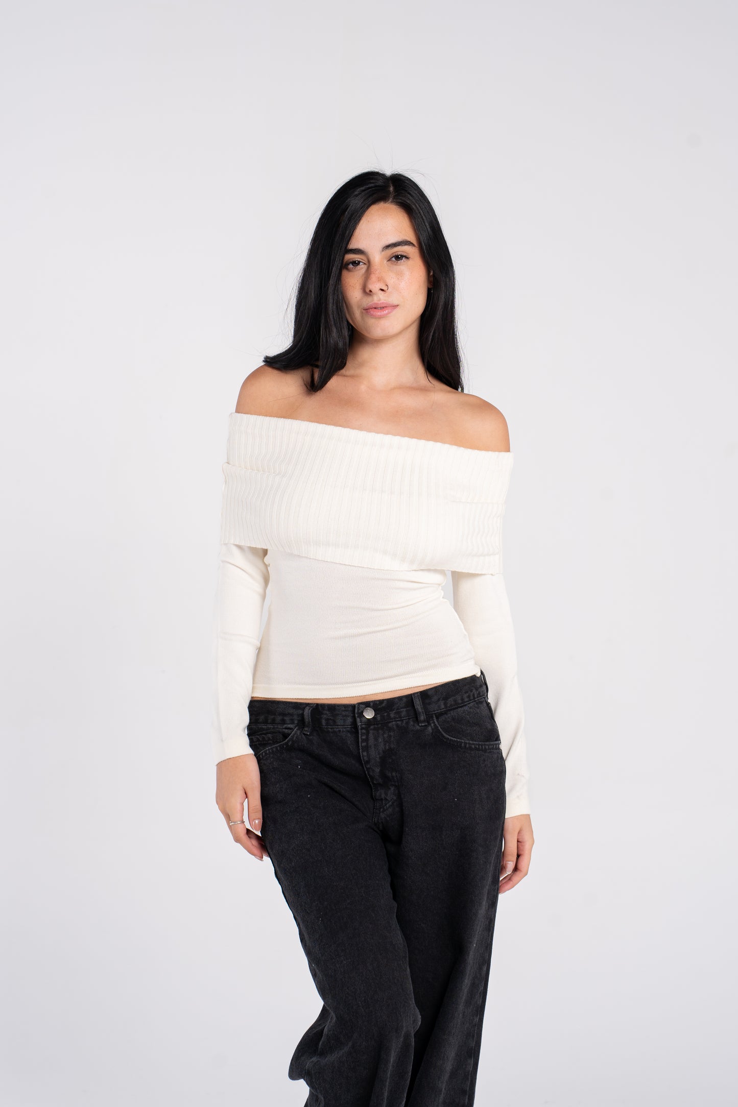 KNIT OFF SHOULDER LONG SLEEVE