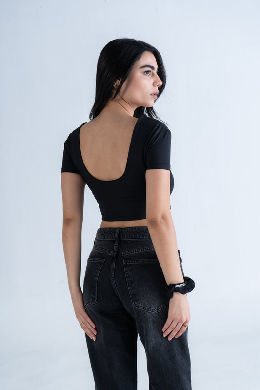 CROPPED BACKLESS WIDE NECK