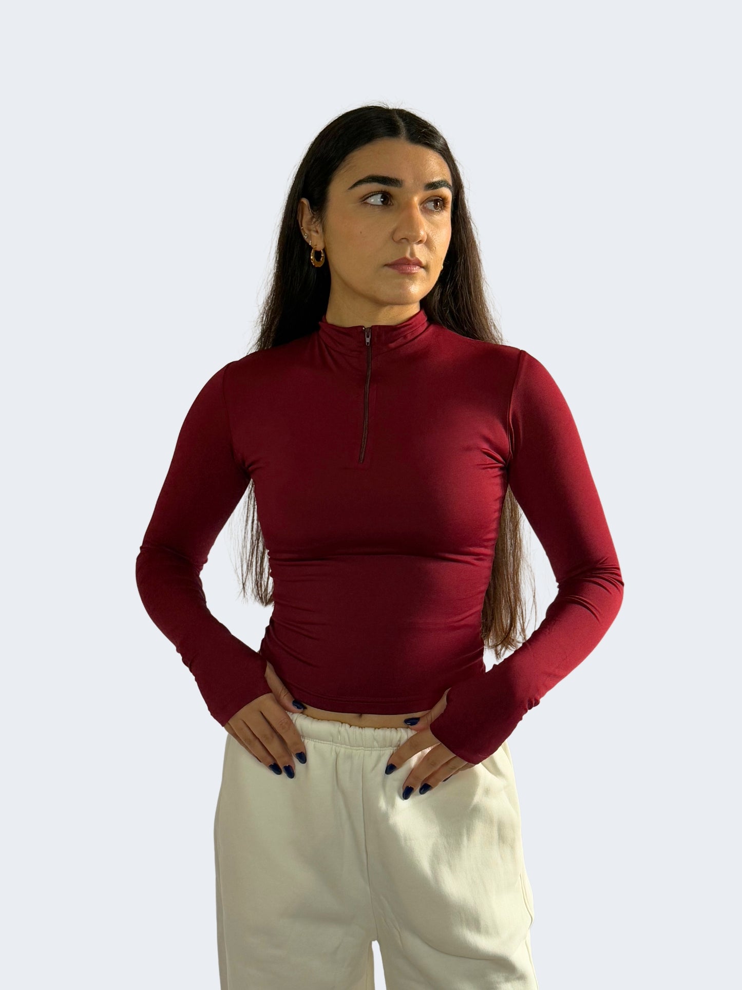 HIGH NECK ZIPPER LONG SLEEVE