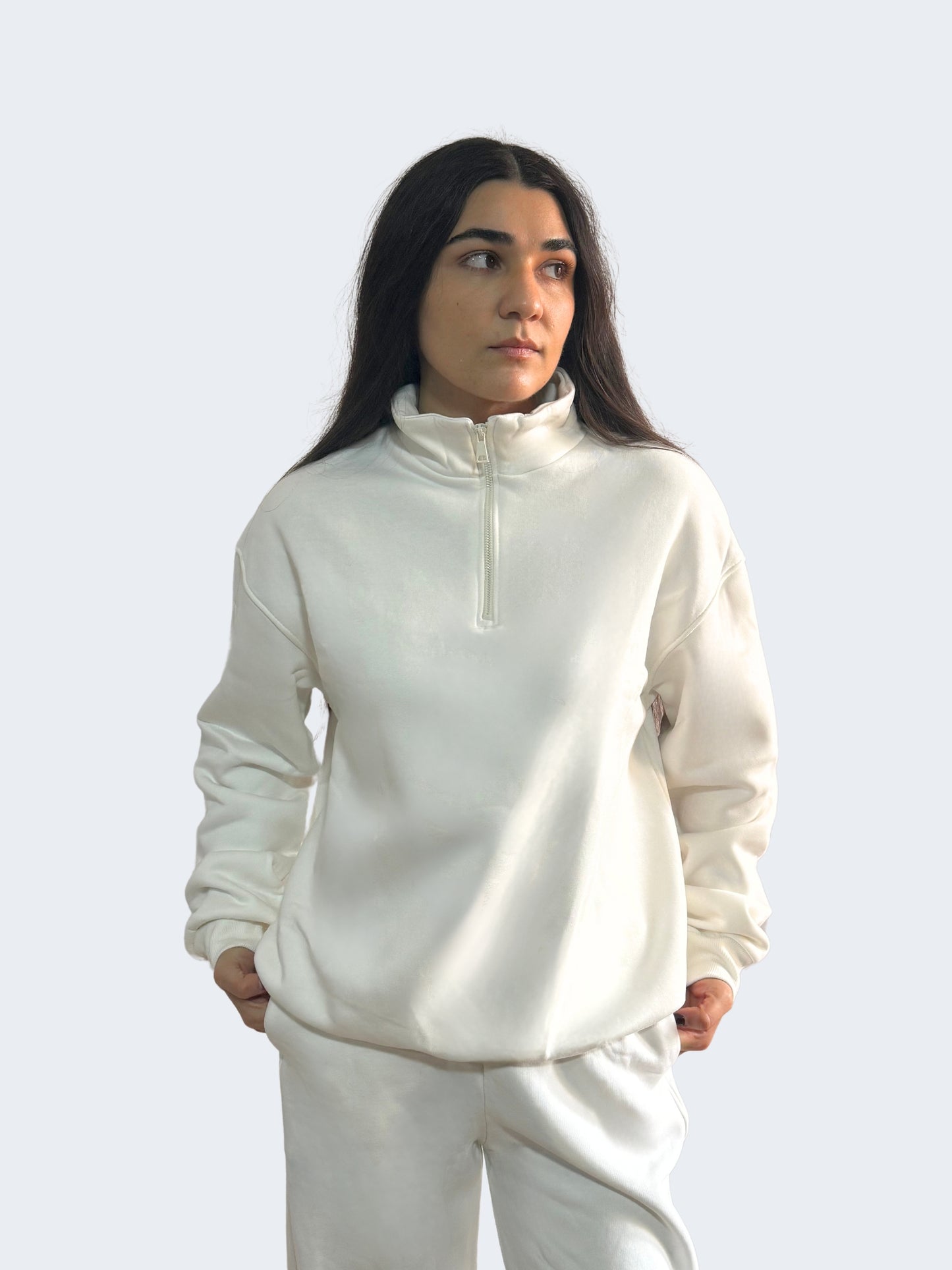 HIGH NECK ZIPPER SWEAT SHIRT