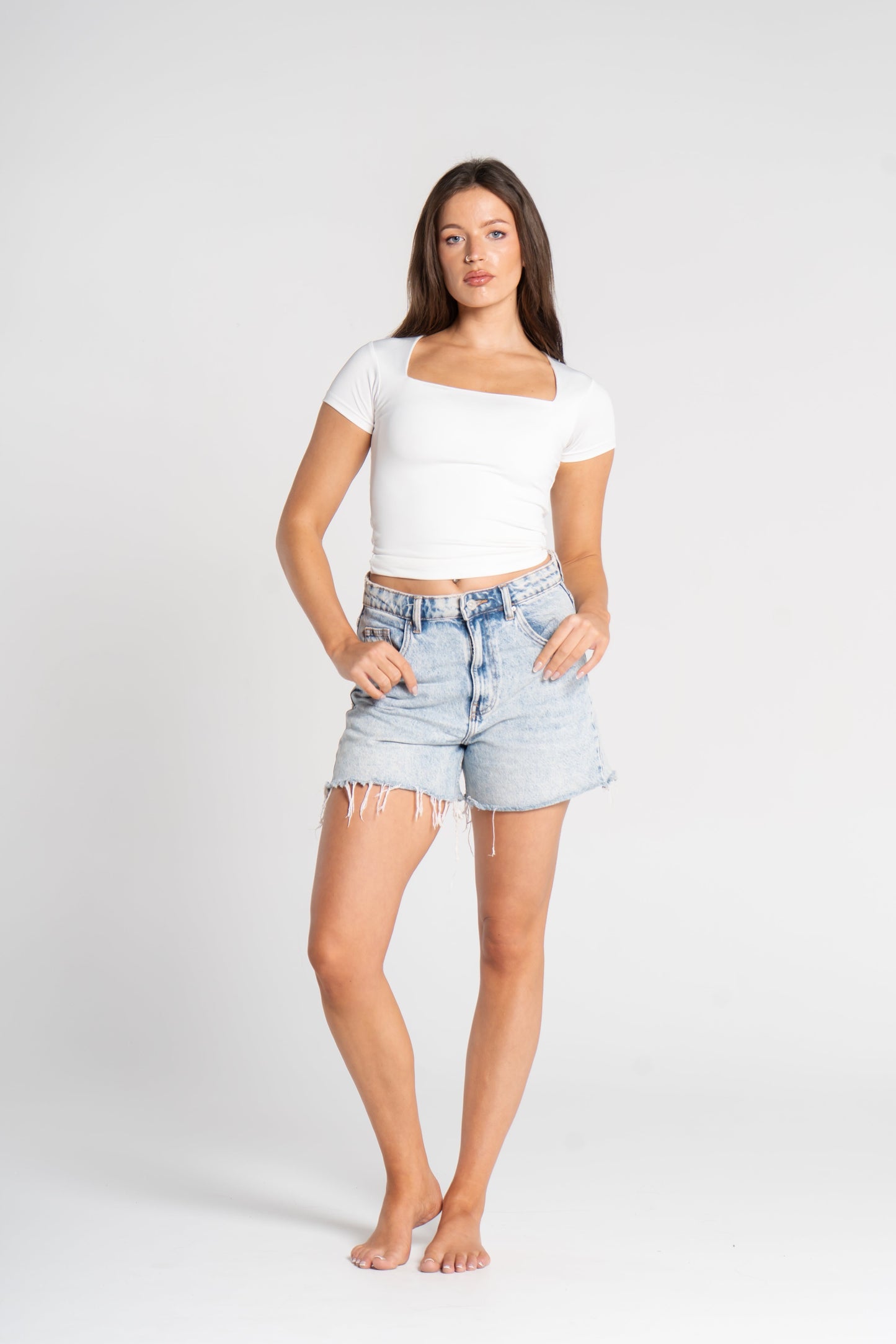 SQUARE NECK SHORT SLEEVE (BLACK & WHITE)