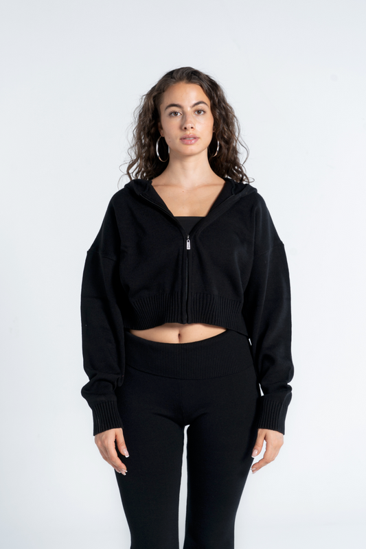 KNIT CROPPED OVERSIZED JACKET