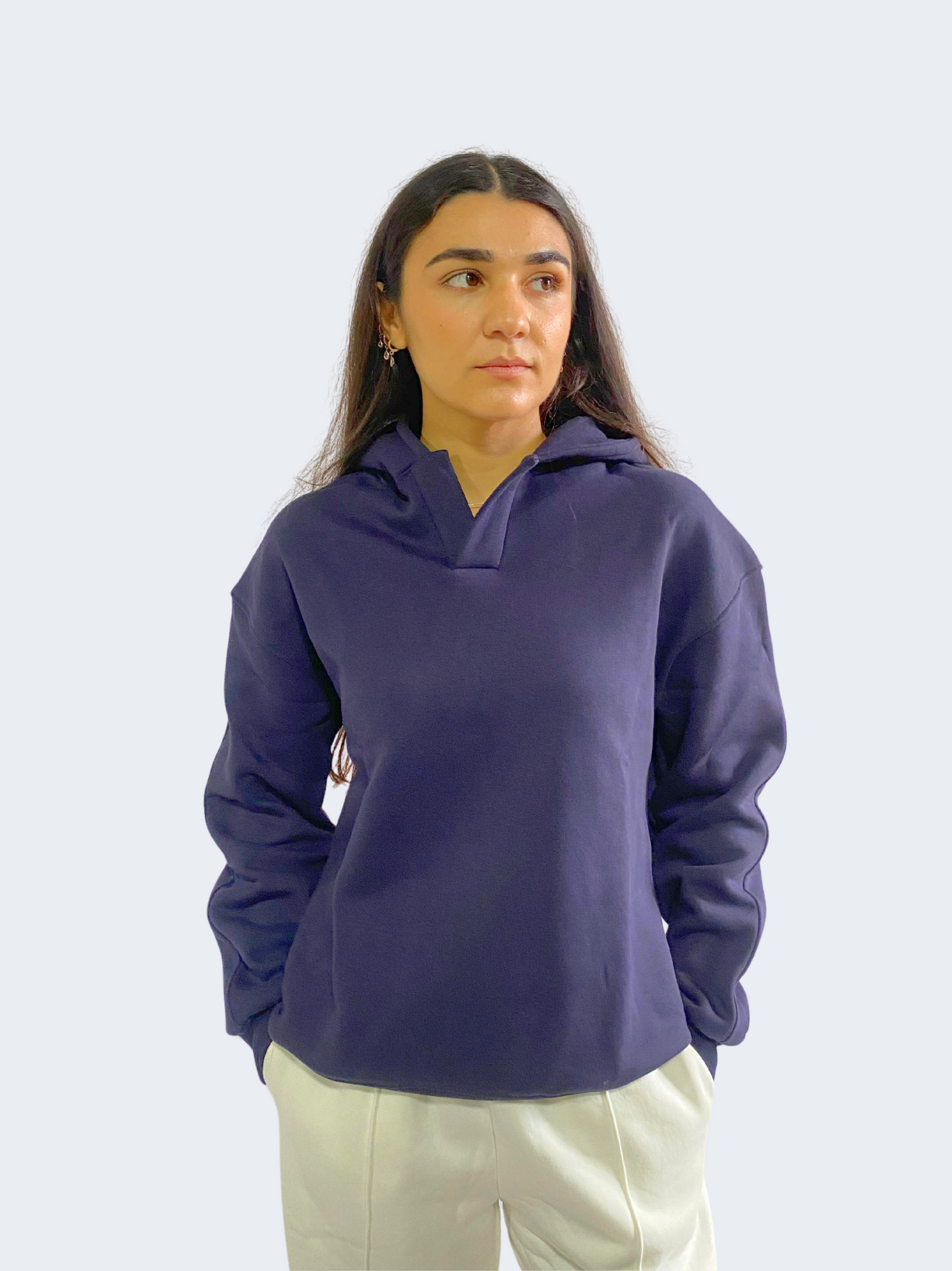 V NECK HOODIE