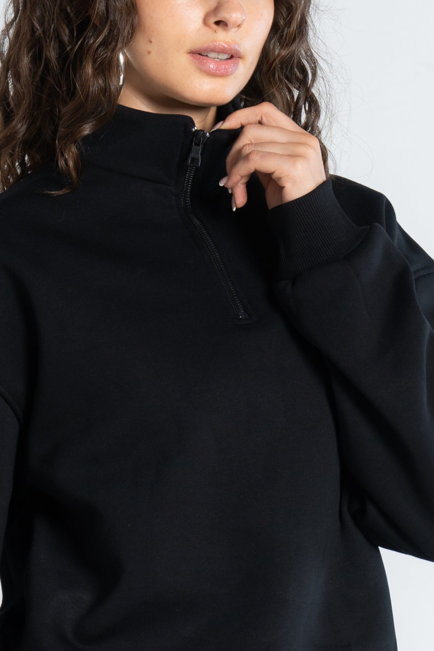 HIGH NECK ZIPPER SWEAT SHIRT