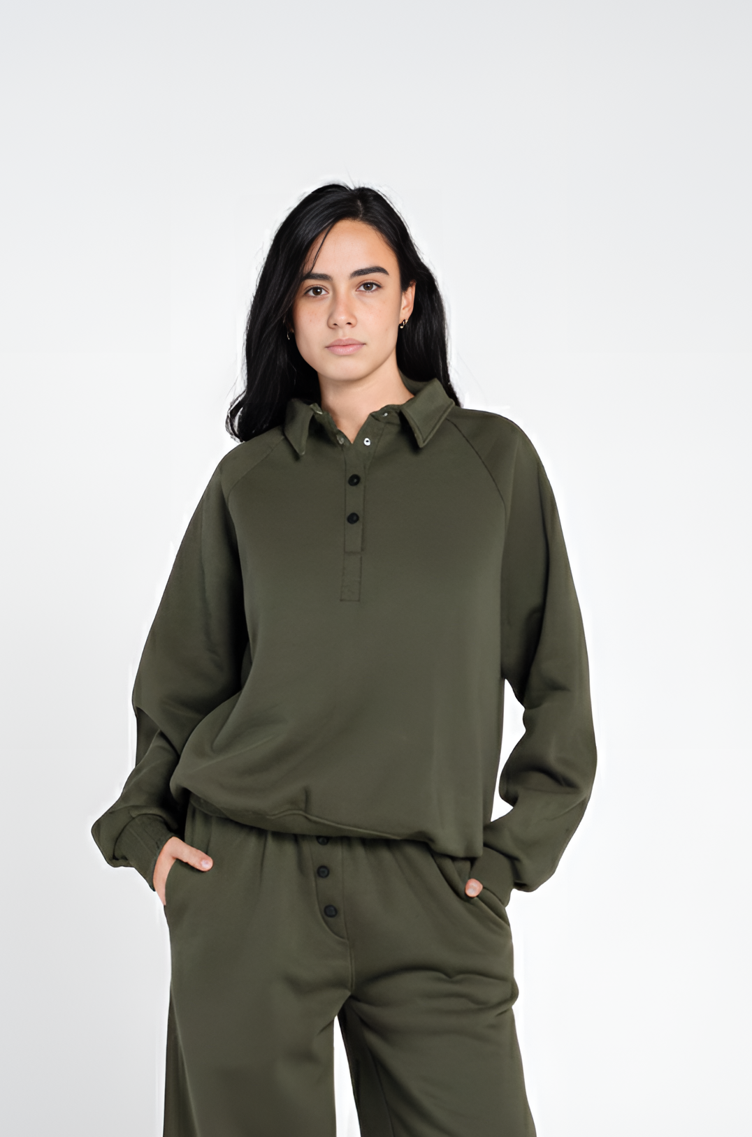 V POLO BUTTONS SWEAT SHIRT