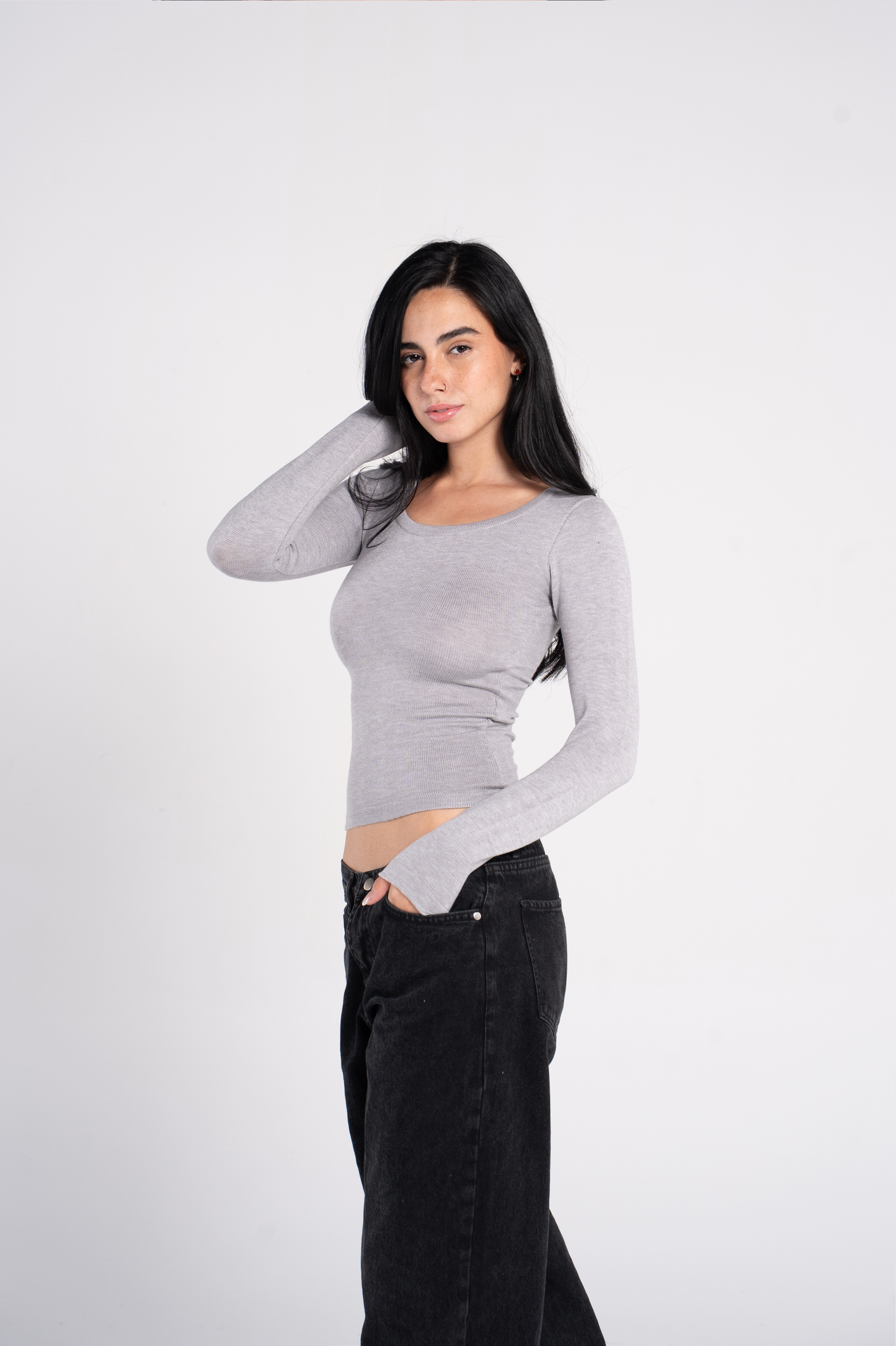 KNIT WIDE NECK LONG SLEEVE